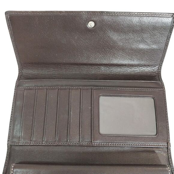 NWOT! COACH! STUNNING ESPRESSO BROWN GENUINE LEATHER, CONTRAST STITCHED WALLET! - Picture 6 of 14
